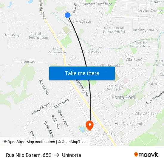 Rua Nilo Barem, 652 to Uninorte map