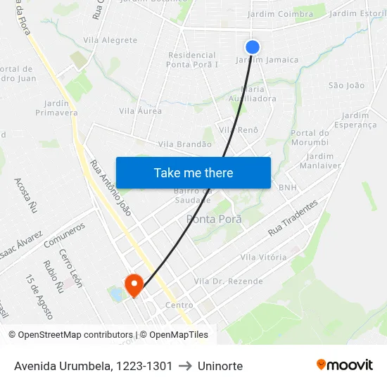 Avenida Urumbela, 1223-1301 to Uninorte map