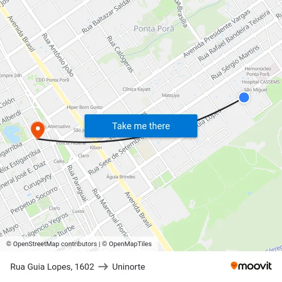 Rua Guia Lopes, 1602 to Uninorte map