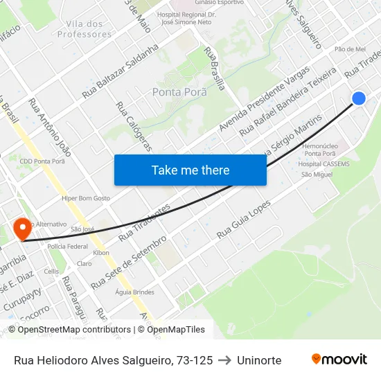 Rua Heliodoro Alves Salgueiro, 73-125 to Uninorte map