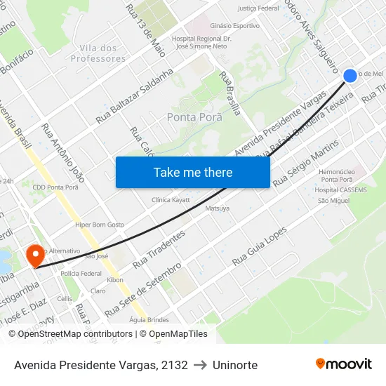 Avenida Presidente Vargas, 2132 to Uninorte map