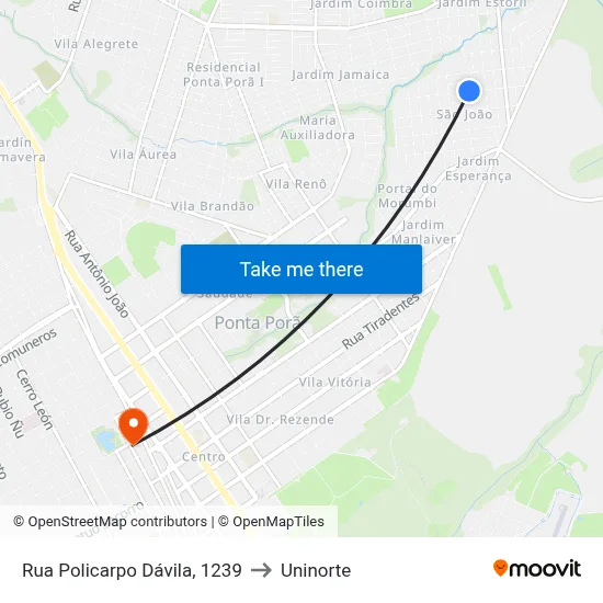 Rua Policarpo Dávila, 1239 to Uninorte map