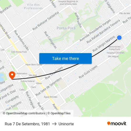 Rua 7 De Setembro, 1981 to Uninorte map