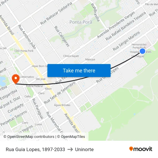 Rua Guia Lopes, 1897-2033 to Uninorte map