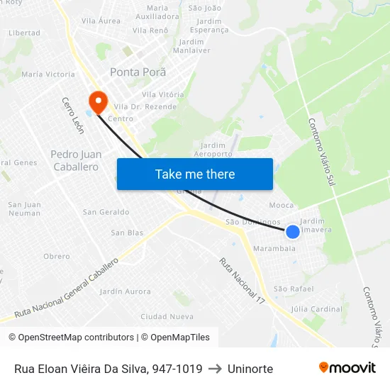 Rua Eloan Viêira Da Silva, 947-1019 to Uninorte map