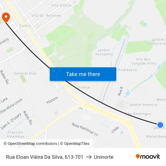 Rua Eloan Viêira Da Silva, 613-701 to Uninorte map