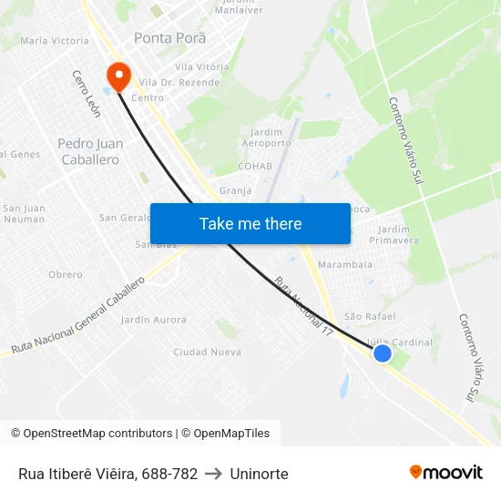 Rua Itiberê Viêira, 688-782 to Uninorte map