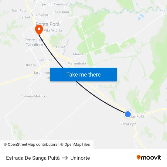 Estrada De Sanga Puitã to Uninorte map
