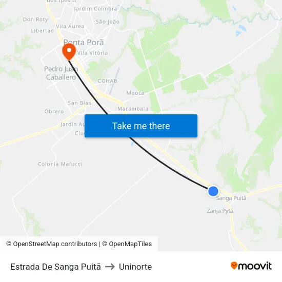 Estrada De Sanga Puitã to Uninorte map
