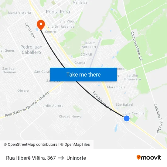 Rua Itiberê Viêira, 367 to Uninorte map