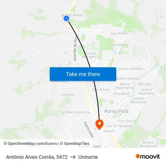 Antônio Alves Corrêa, 5472 to Uninorte map
