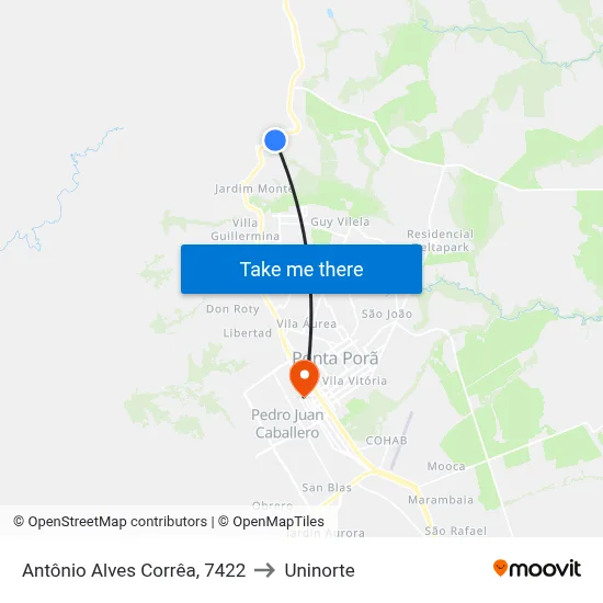Antônio Alves Corrêa, 7422 to Uninorte map