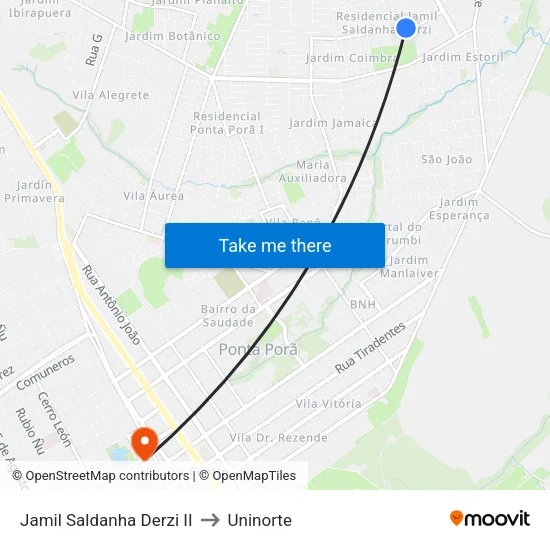 Jamil Saldanha Derzi II to Uninorte map