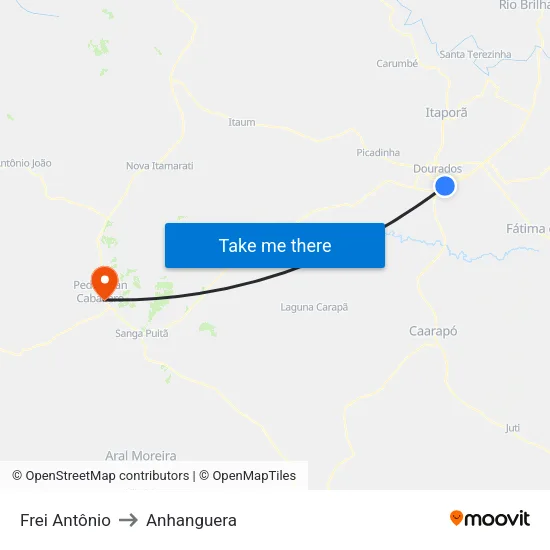 Frei Antônio to Anhanguera map