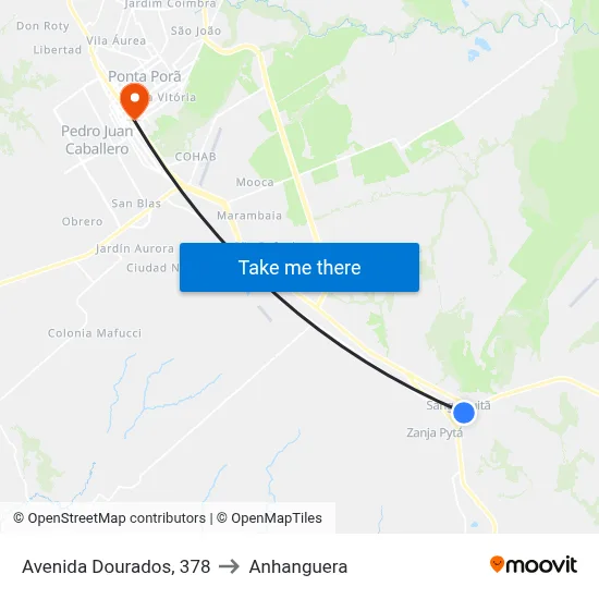 Avenida Dourados, 378 to Anhanguera map