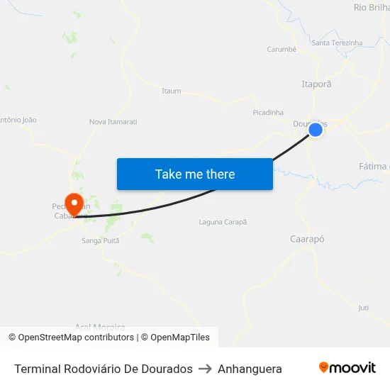 Terminal Rodoviário De Dourados to Anhanguera map