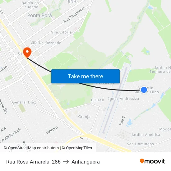 Rua Rosa Amarela, 286 to Anhanguera map