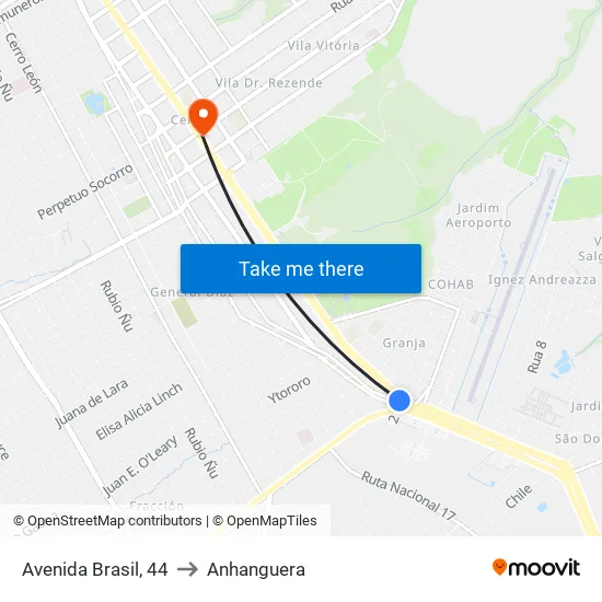 Avenida Brasil, 44 to Anhanguera map