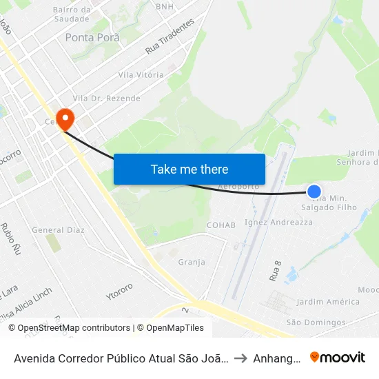Avenida Corredor Público Atual São João, 812-960 to Anhanguera map