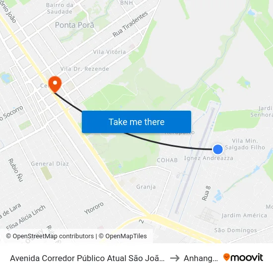 Avenida Corredor Público Atual São João, 1136-1262 to Anhanguera map