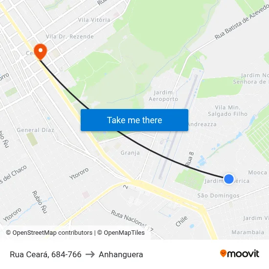 Rua Ceará, 684-766 to Anhanguera map
