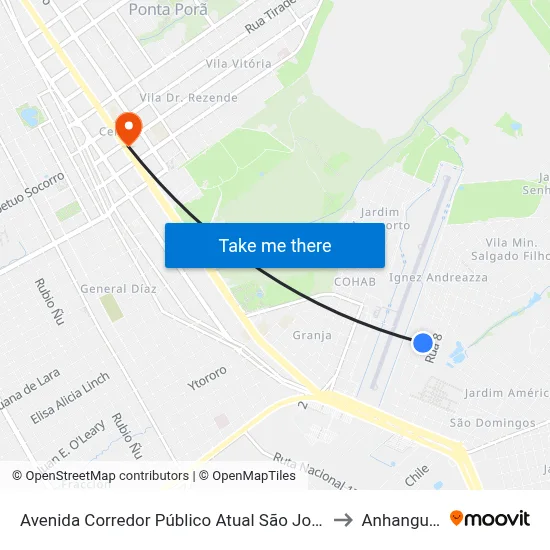 Avenida Corredor Público Atual São João, 701 to Anhanguera map