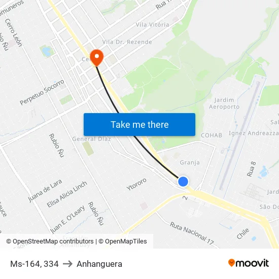 Ms-164, 334 to Anhanguera map