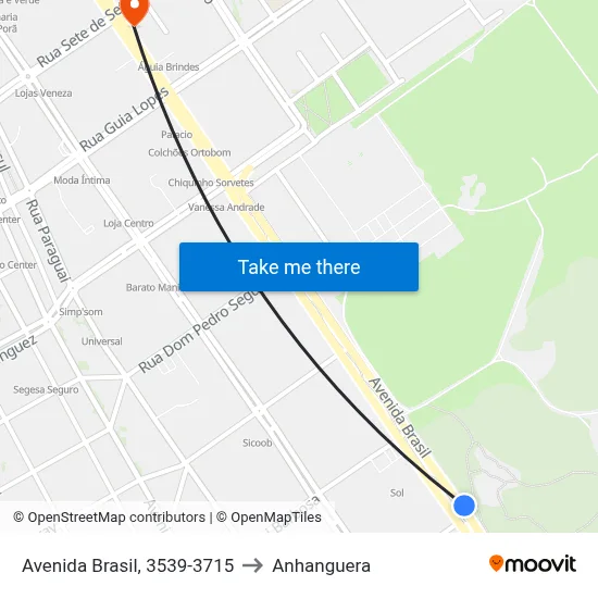 Avenida Brasil, 3539-3715 to Anhanguera map