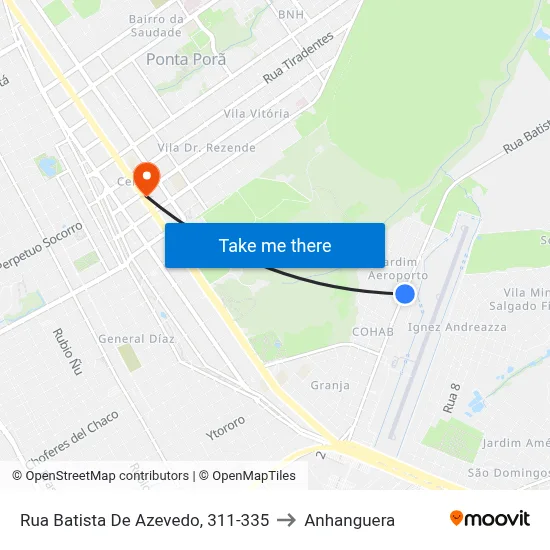 Rua Batista De Azevedo, 311-335 to Anhanguera map