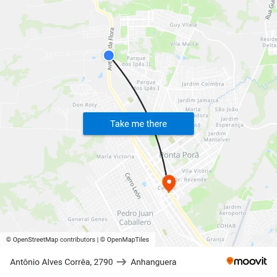 Antônio Alves Corrêa, 2790 to Anhanguera map