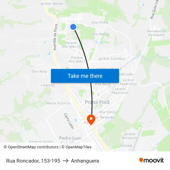 Rua Roncador, 153-195 to Anhanguera map