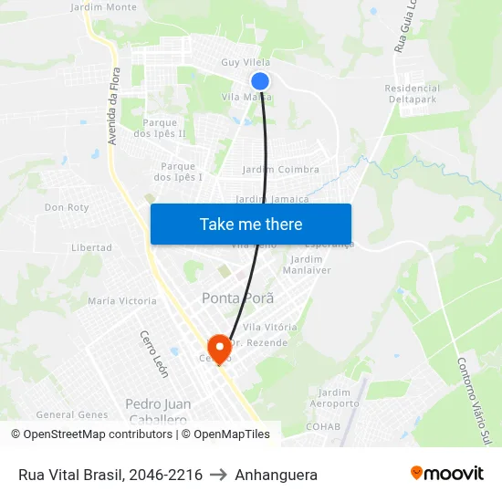 Rua Vital Brasil, 2046-2216 to Anhanguera map