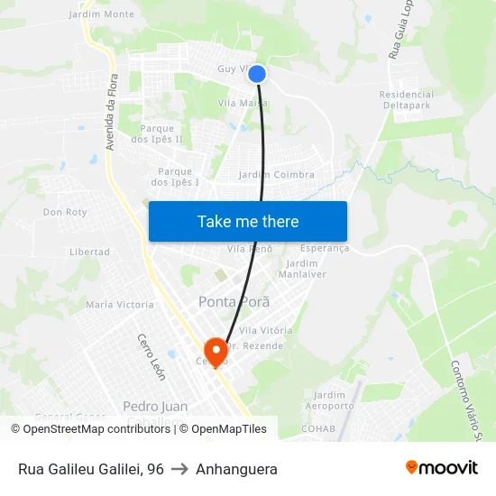 Rua Galileu Galilei, 96 to Anhanguera map