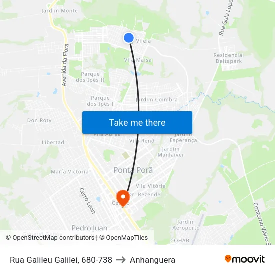 Rua Galileu Galilei, 680-738 to Anhanguera map