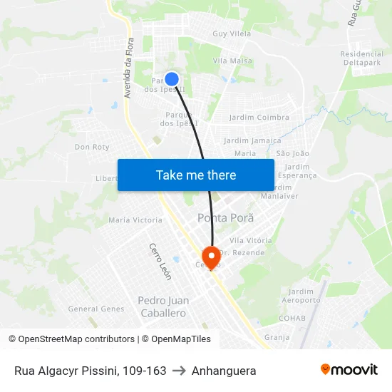 Rua Algacyr Pissini, 109-163 to Anhanguera map
