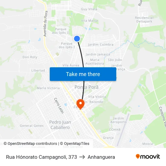 Rua Hónorato Campagnoli, 373 to Anhanguera map