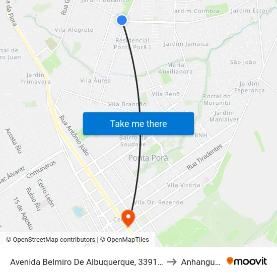 Avenida Belmiro De Albuquerque, 3391-3497 to Anhanguera map
