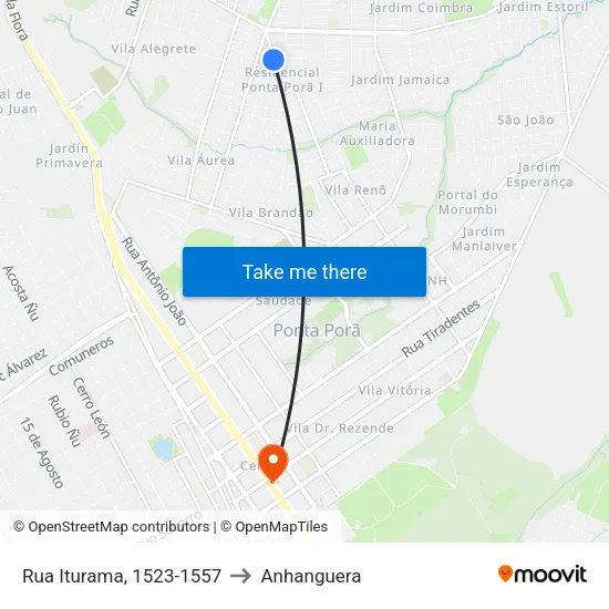 Rua Iturama, 1523-1557 to Anhanguera map