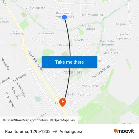 Rua Iturama, 1295-1333 to Anhanguera map