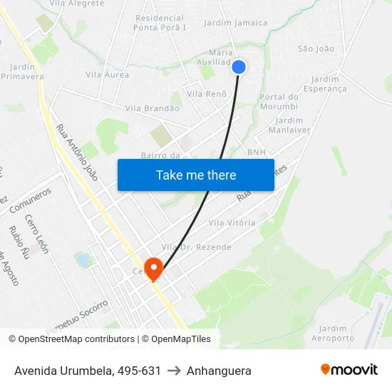 Avenida Urumbela, 495-631 to Anhanguera map