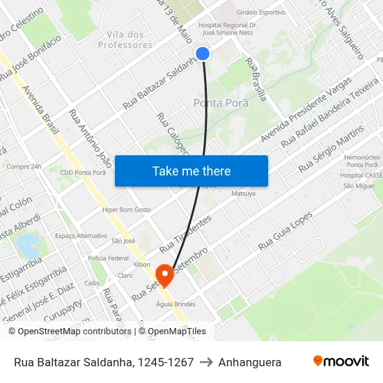 Rua Baltazar Saldanha, 1245-1267 to Anhanguera map