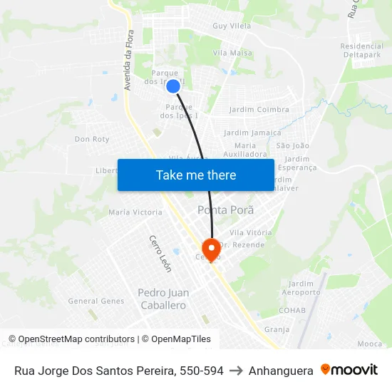 Rua Jorge Dos Santos Pereira, 550-594 to Anhanguera map