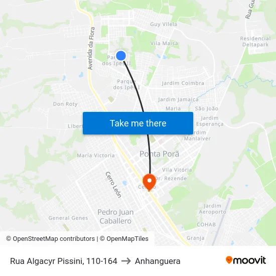 Rua Algacyr Pissini, 110-164 to Anhanguera map