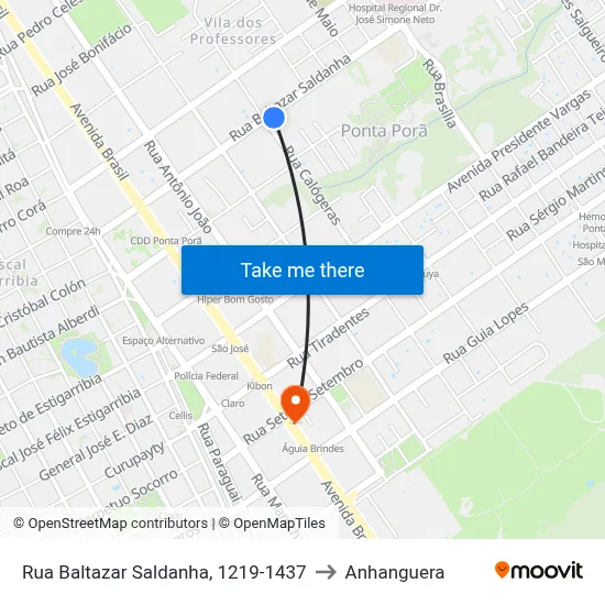 Rua Baltazar Saldanha, 1219-1437 to Anhanguera map