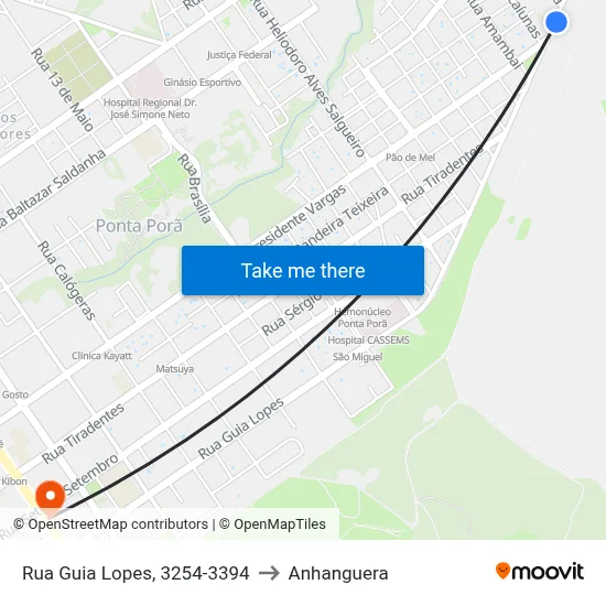 Rua Guia Lopes, 3254-3394 to Anhanguera map