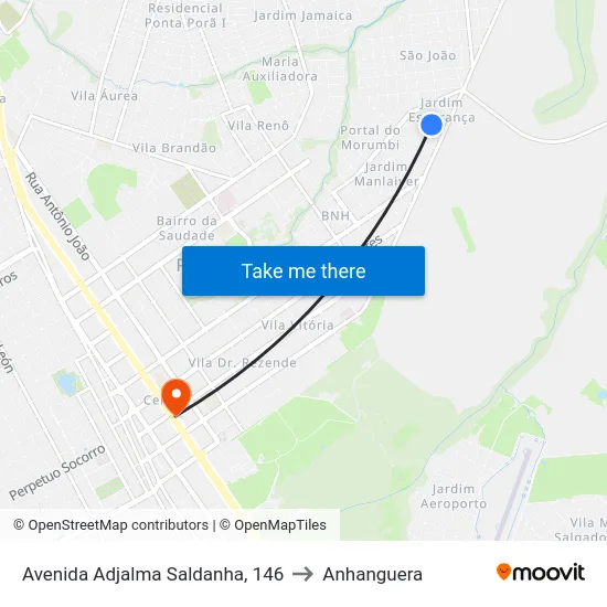 Avenida Adjalma Saldanha, 146 to Anhanguera map