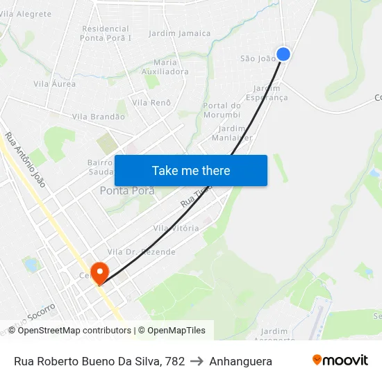 Rua Roberto Bueno Da Silva, 782 to Anhanguera map