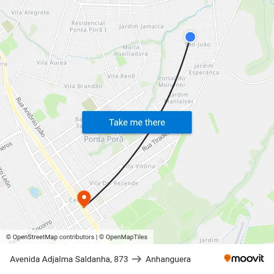 Avenida Adjalma Saldanha, 873 to Anhanguera map