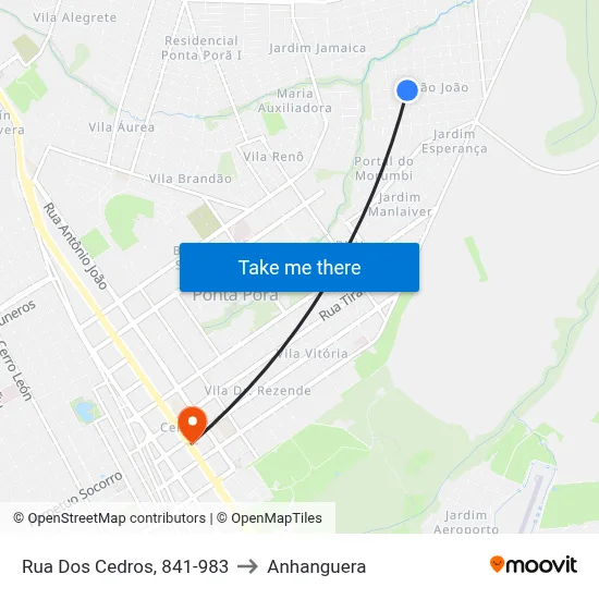 Rua Dos Cedros, 841-983 to Anhanguera map