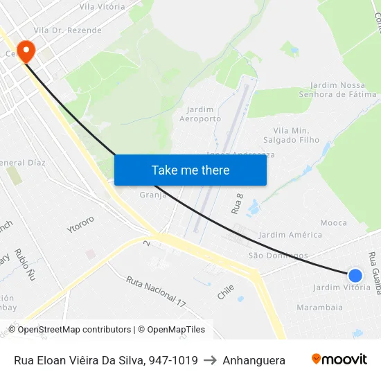 Rua Eloan Viêira Da Silva, 947-1019 to Anhanguera map